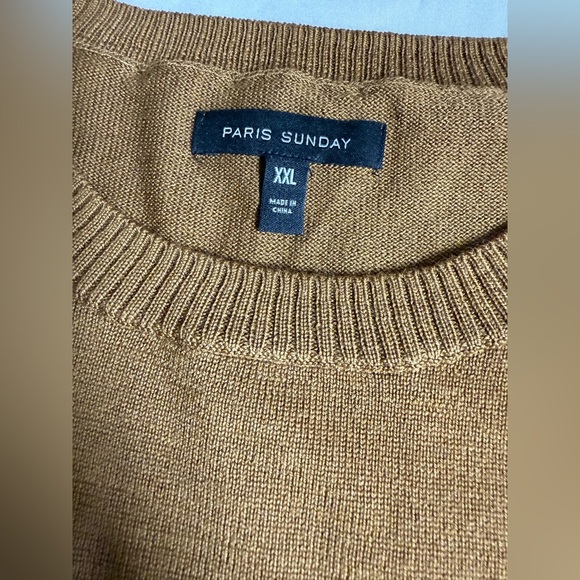 PARIS SUNDAY Men's brown 100% Fine Merino Wool crew neck Sweater size XXL - Picture 5 of 13